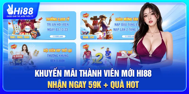 Khuyến Mãi Thành Viên Mới Hi88 - Nhận Ngay 59K + Quà Hot
